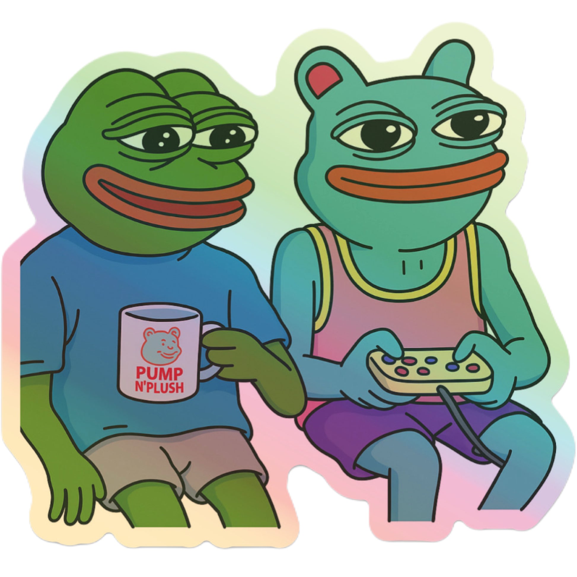 3 Pack Brett & Pepe Gaming Vibes Holographic Sticker – Pump N Plush